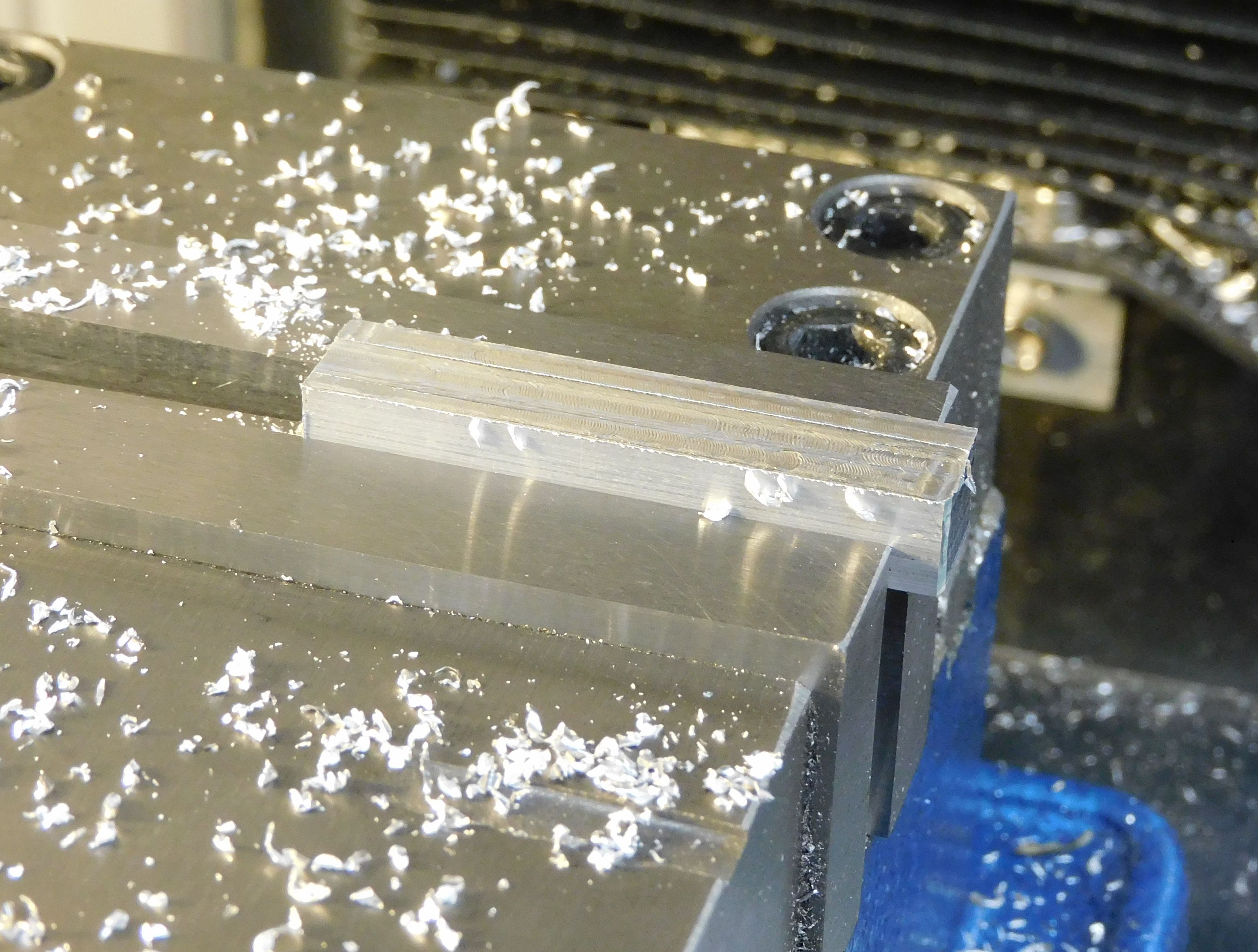Arm material in vice being milled to&nbsp; 0.30&quot; thickness