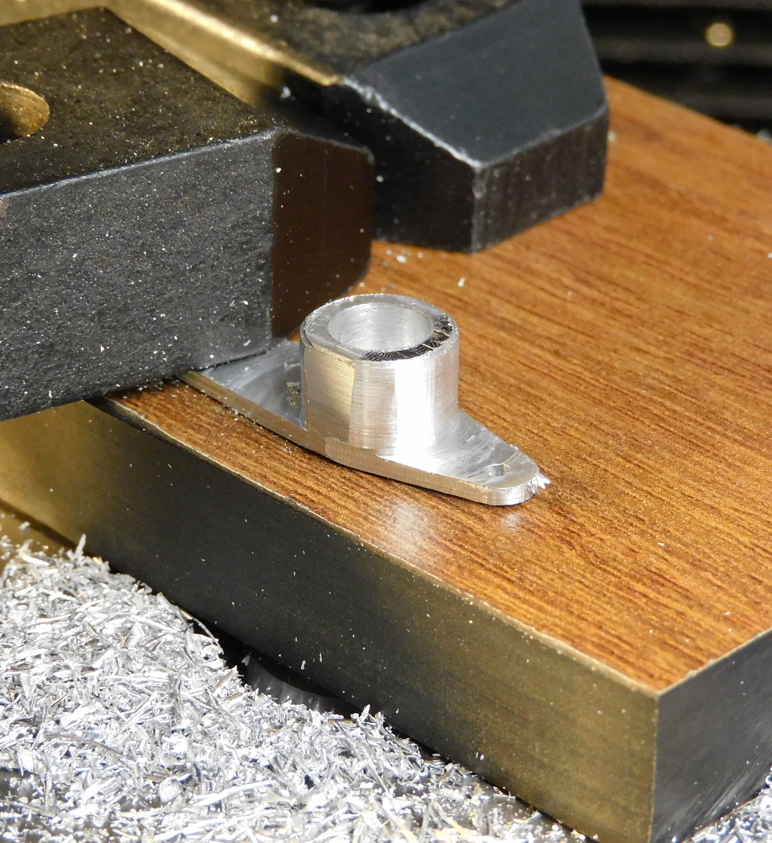 short end of arm milled to thickness