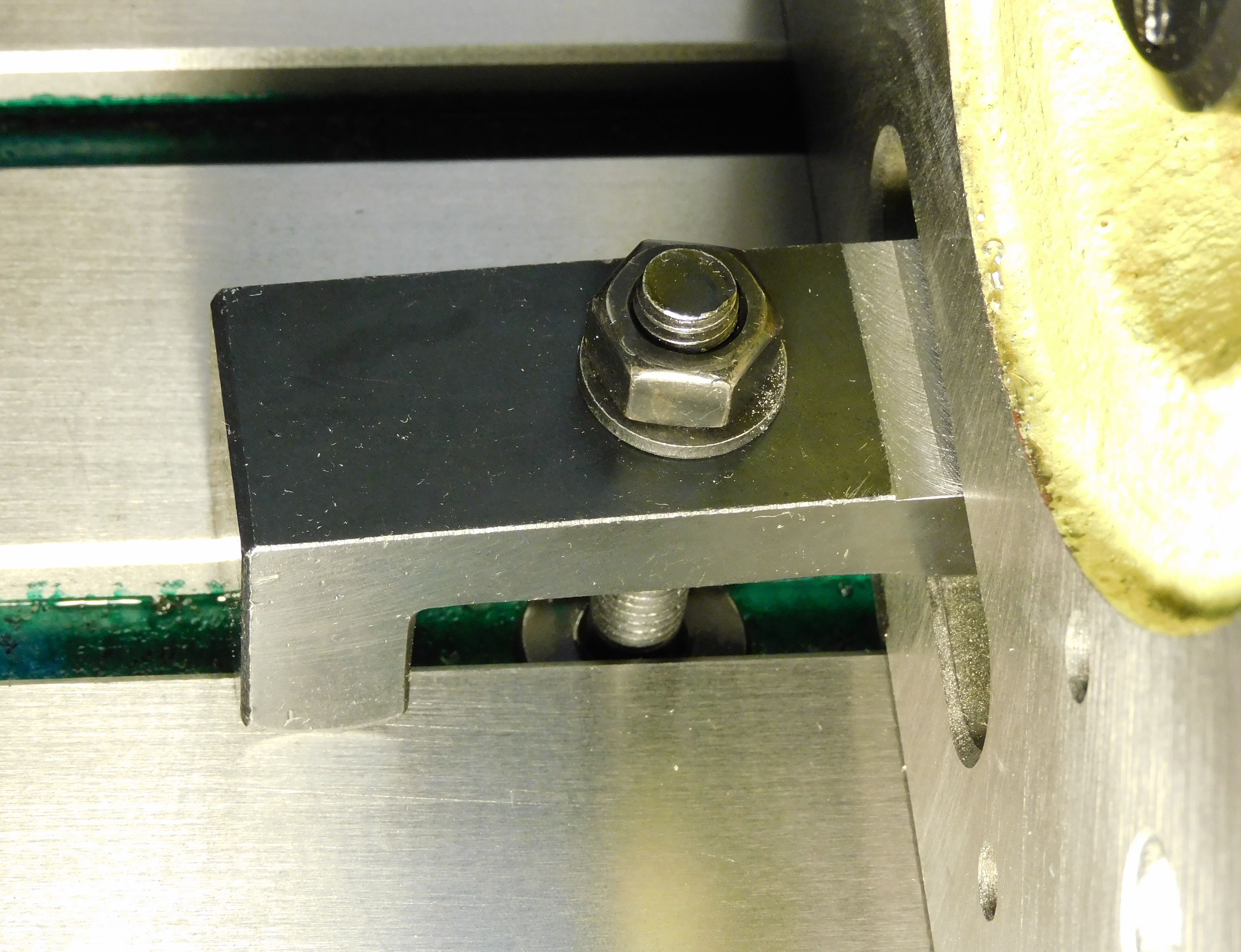 L-Clamp used to hold the rotary table in the vertical position