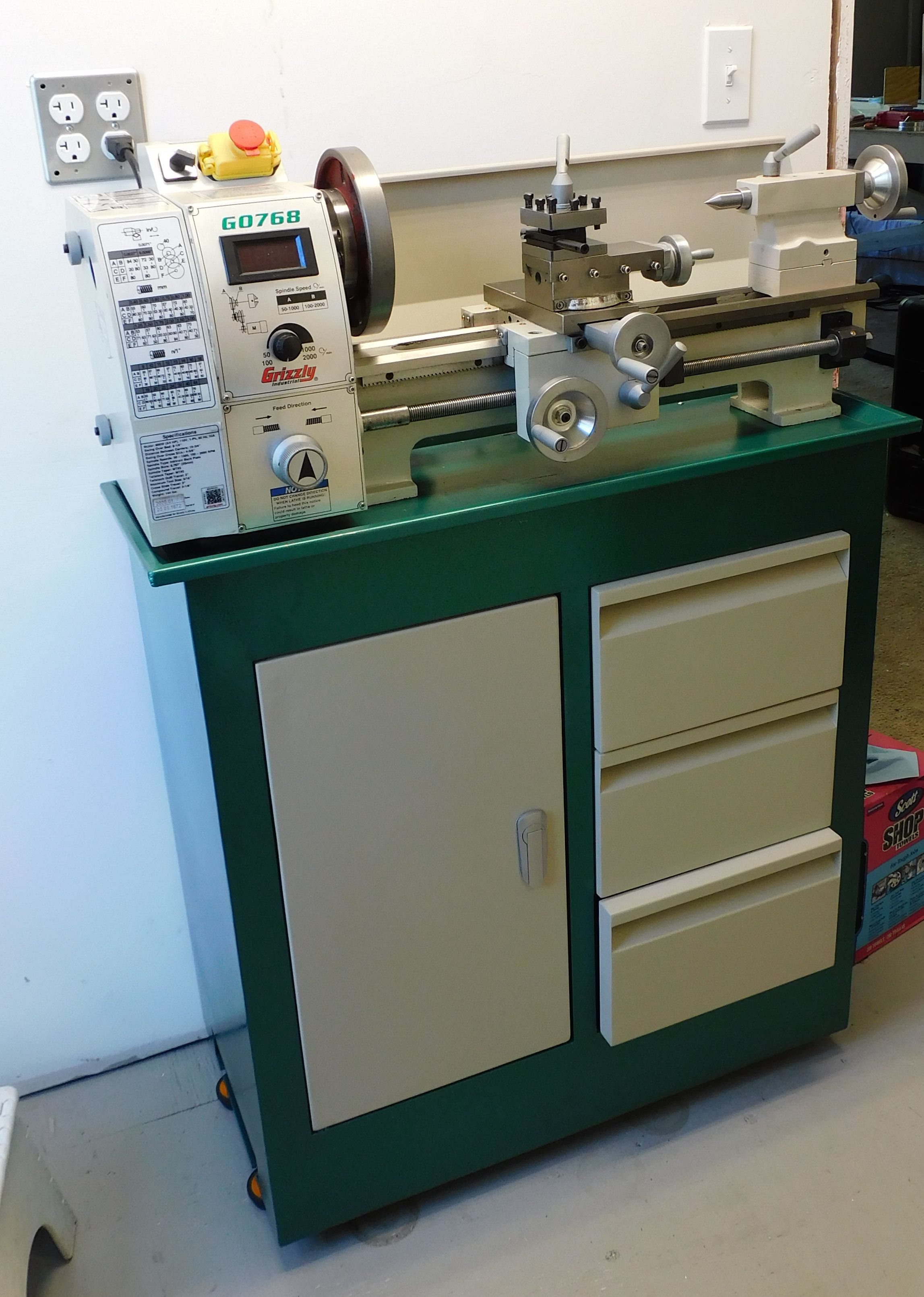 Lathe bolted&nbsp; in place