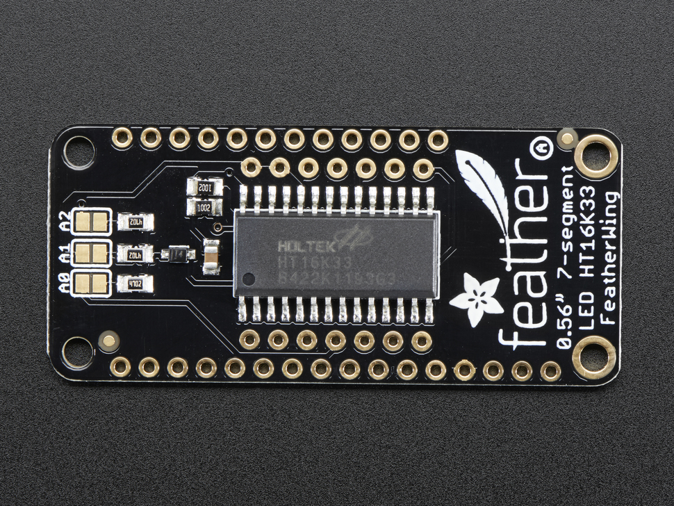 Bottom of 7-segment LED featherWing board