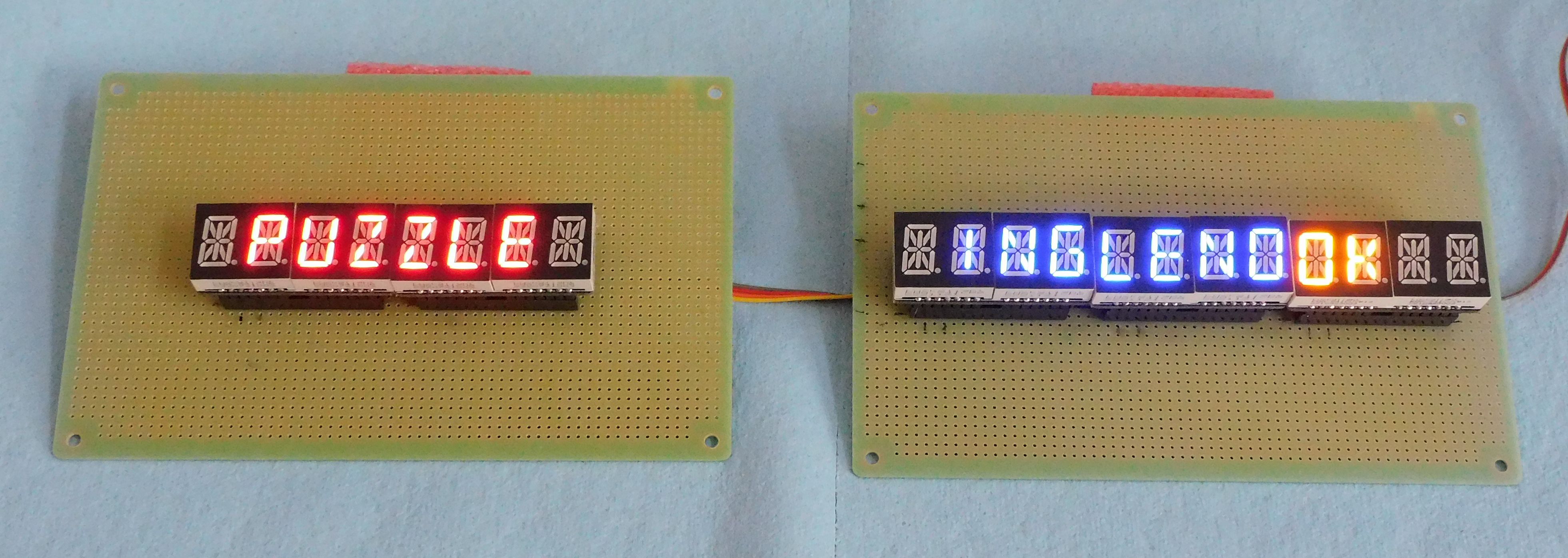 Custom boards with quad-displays showing &apos;Puzzle Inglenook&apos;